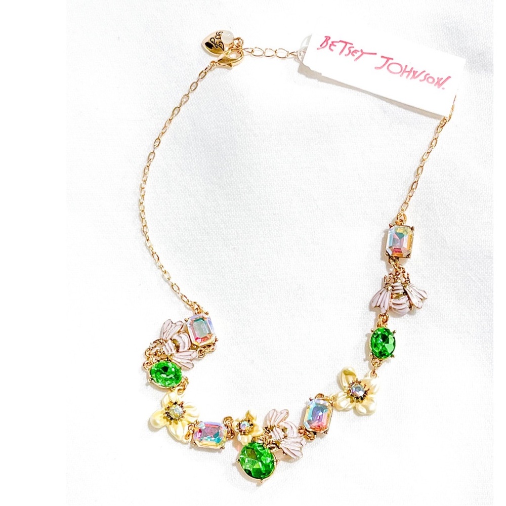 Betsey Johnson Flower Show Bee Cluster Necklace
